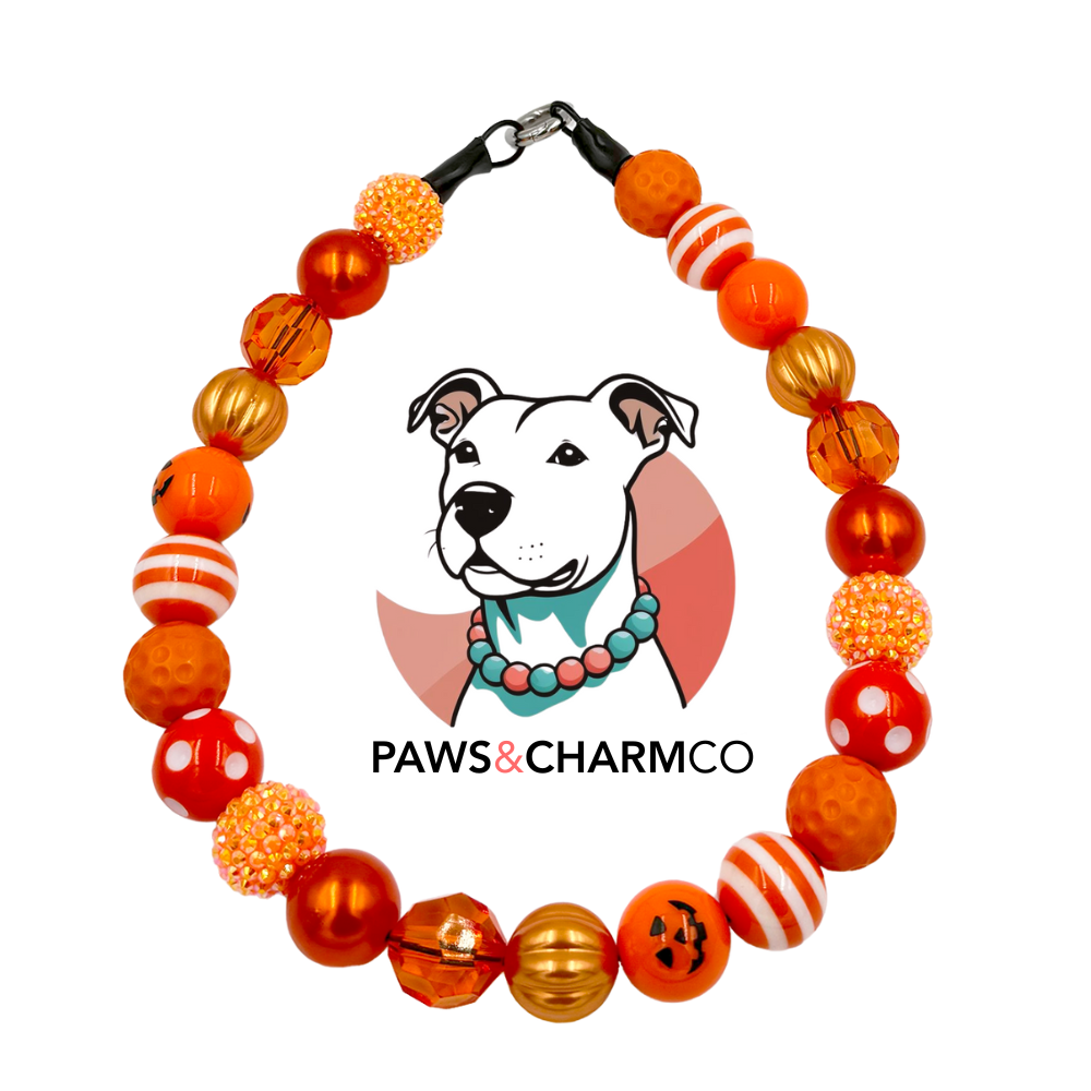 Spooky Spark Beaded Dog Collar - XL beads