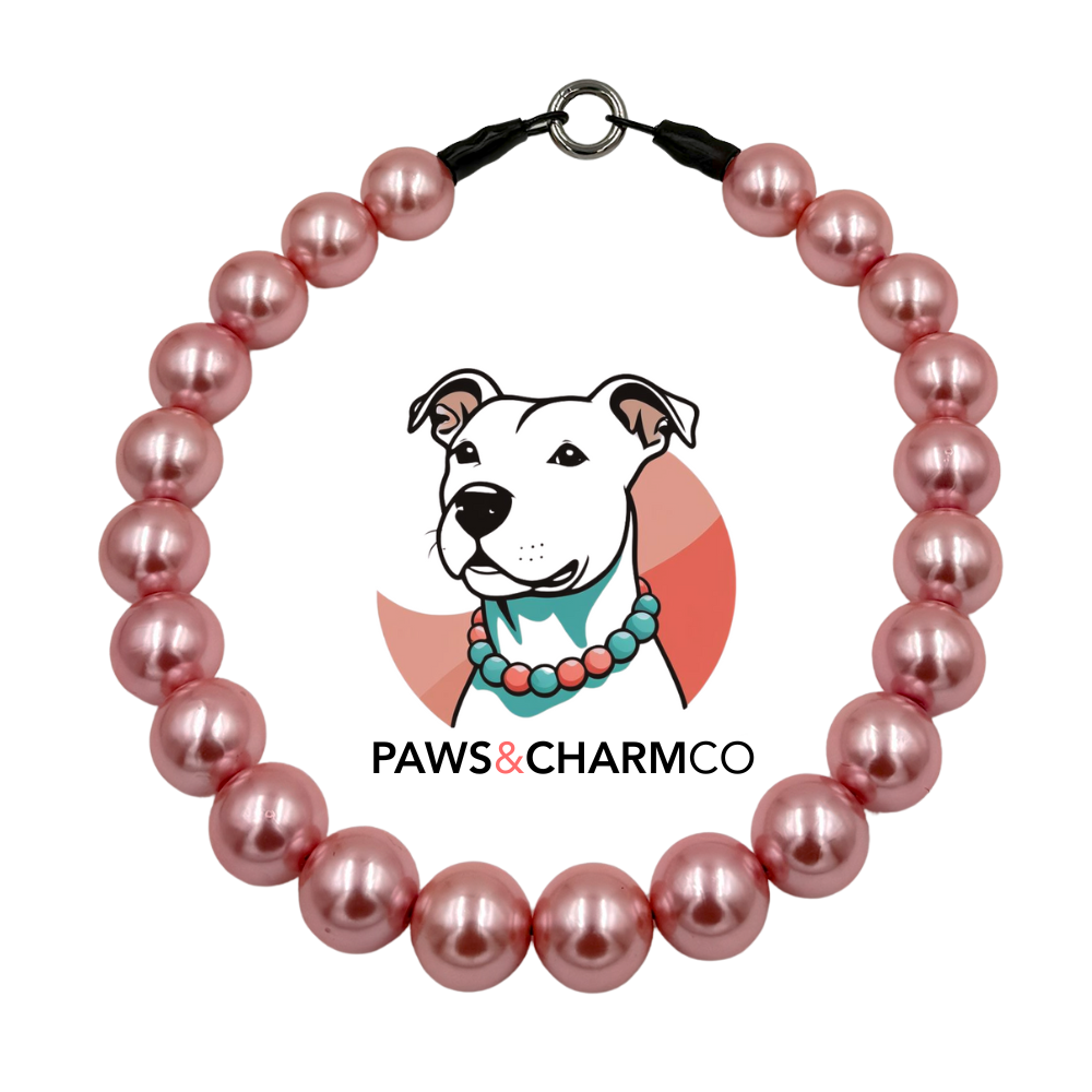 Rose Pearl Beaded Dog Collar - XL Beads
